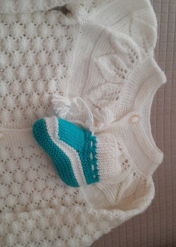 Beyaz Örgü Kız Hırka - Görsel 3