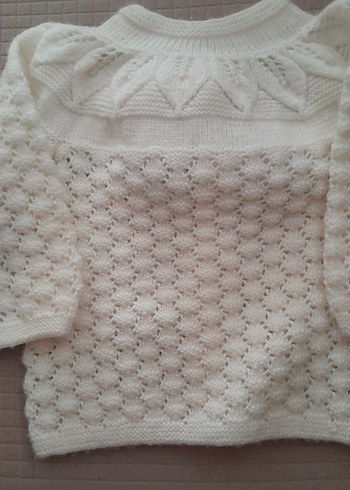 Beyaz Örgü Kız Hırka - Görsel 9