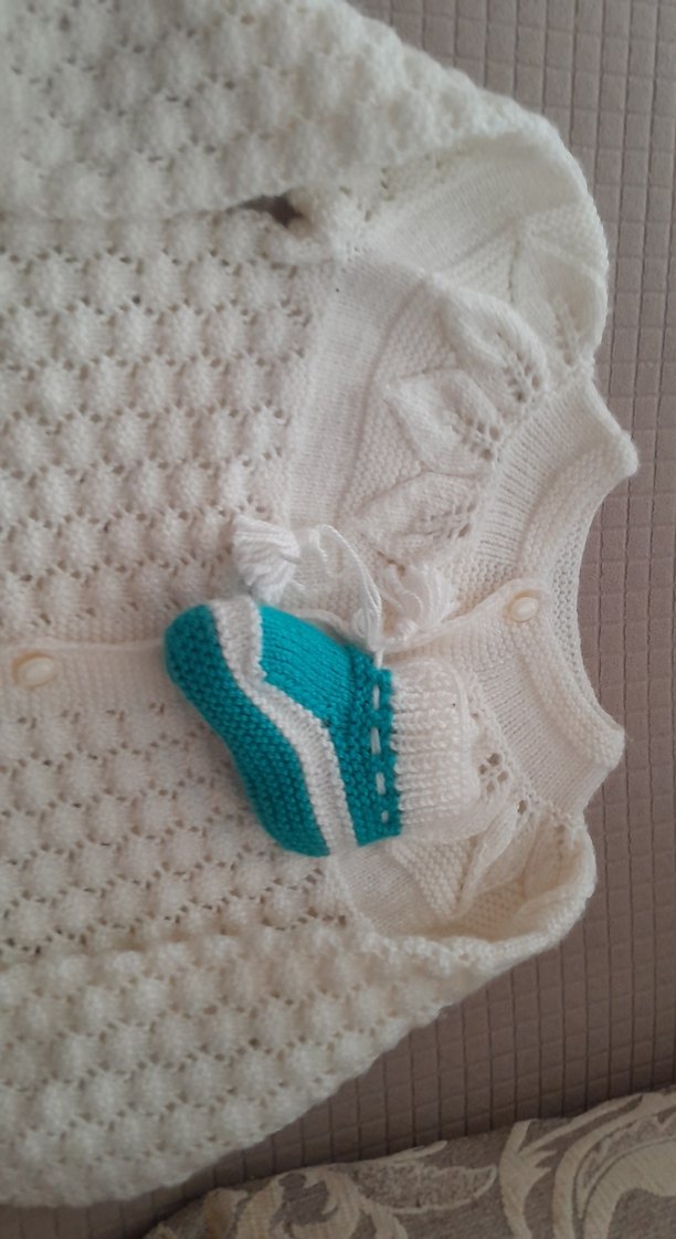 Beyaz Örgü Kız Hırka - Görsel 5