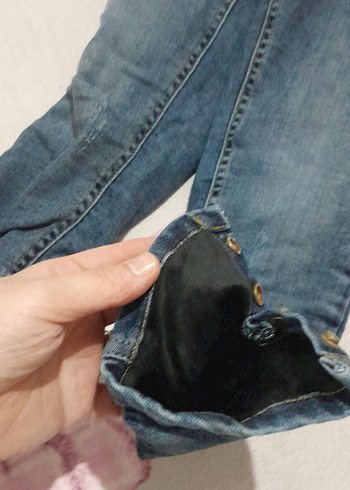 Düğmeli Mavi çocuk Denim Pantolon 11 yaş için polarlı - Görsel 8