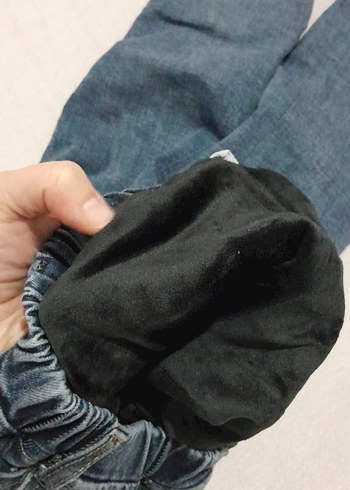 Düğmeli Mavi çocuk Denim Pantolon 11 yaş için polarlı - Görsel 6