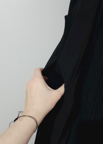 Kadın Siyah Uzun Salaş Elbise - Görsel 8