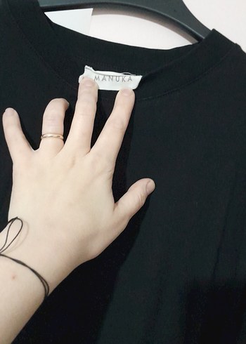 Kadın Siyah Uzun Salaş Elbise - Görsel 10