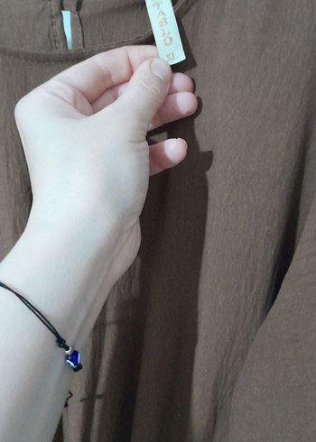 Kadın Kahverengi Uzun Keten Elbise - Görsel 8