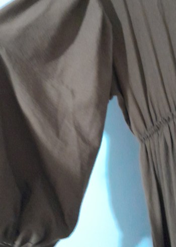 Kadın Kahverengi Uzun Keten Elbise - Görsel 9