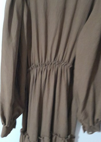 Kadın Kahverengi Uzun Keten Elbise - Görsel 7