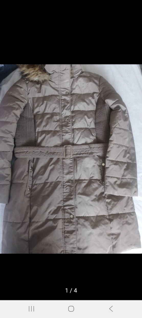 Kürk Detaylı Bej Uzun Kadın Kışlık Mont - Görsel 2