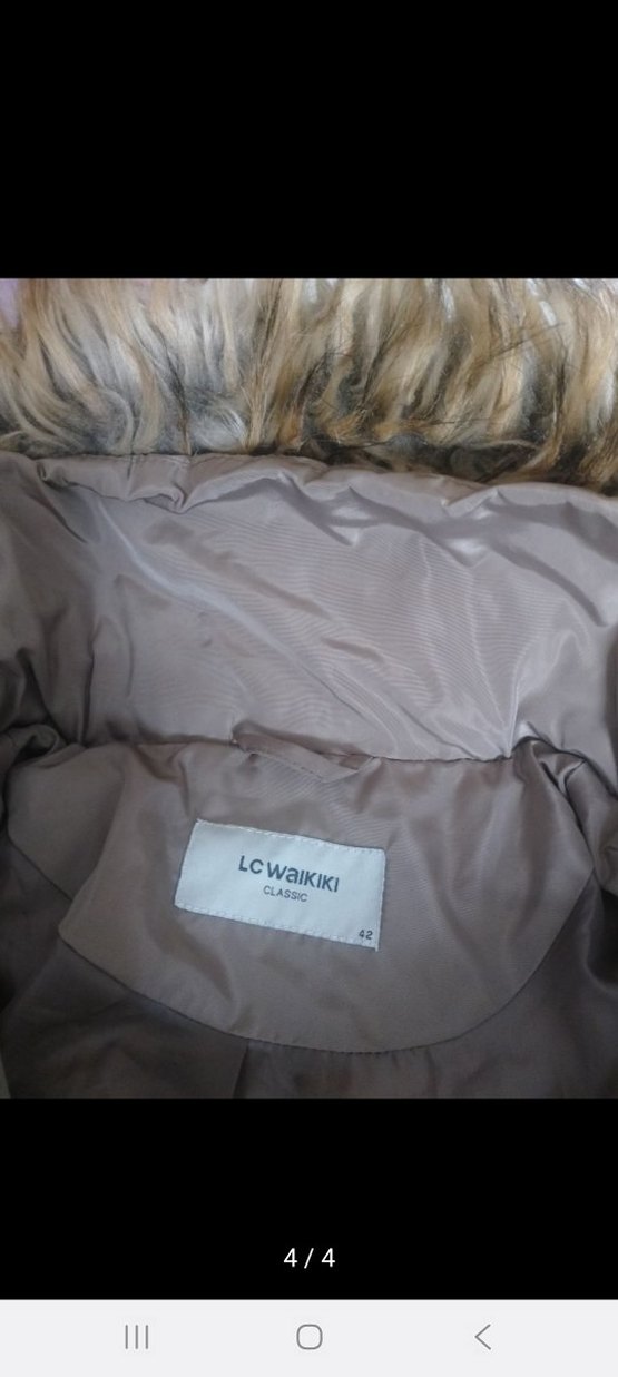 Kürk Detaylı Bej Uzun Kadın Kışlık Mont - Görsel 3