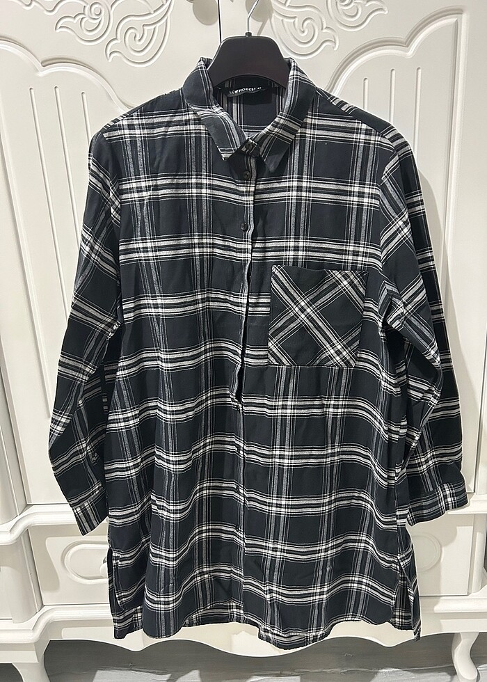 Siyah beyaz tunik Gömlek - Görsel 2