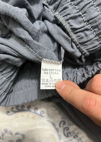 Mavi keten pantolon - Görsel 2