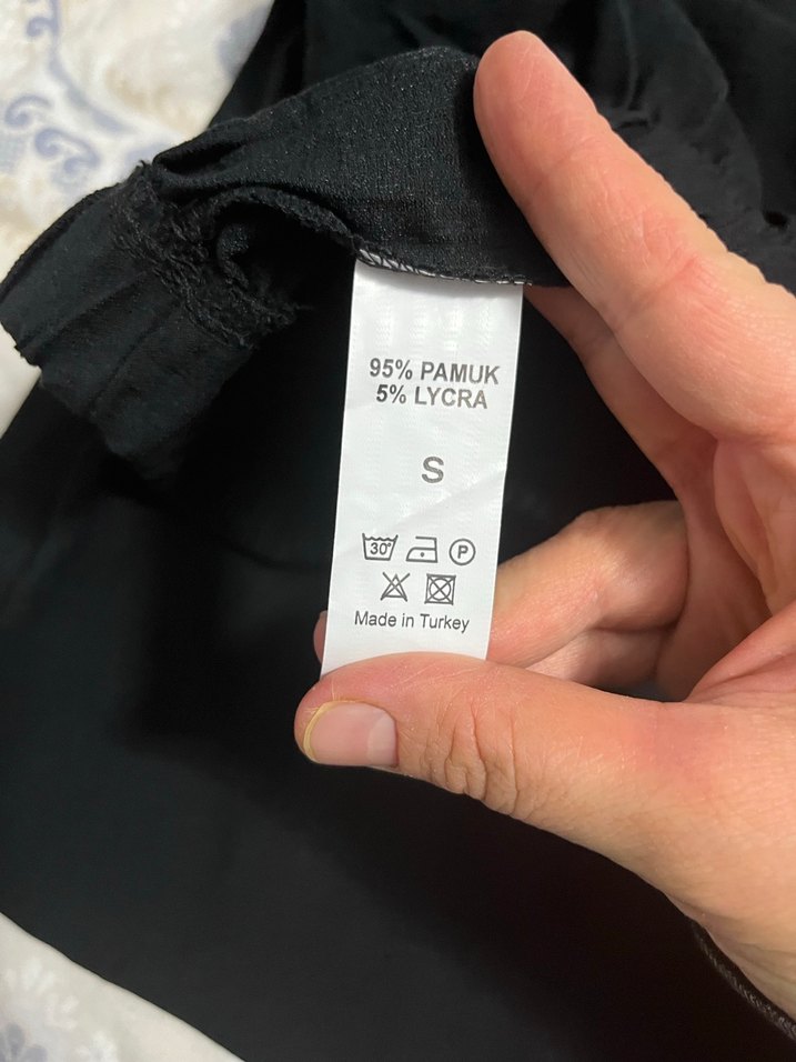 Siyah Bol Kesim Keten Kadın Pantolon - Görsel 3