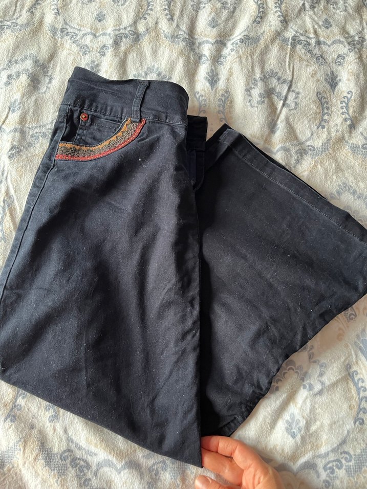 Nakışlı koyu lacivert kot etek - Görsel 2