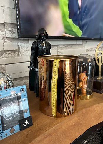 Prinç Malzeme Vazo Çöp Kovası Şık Parlak Altın Renk - Görsel 7