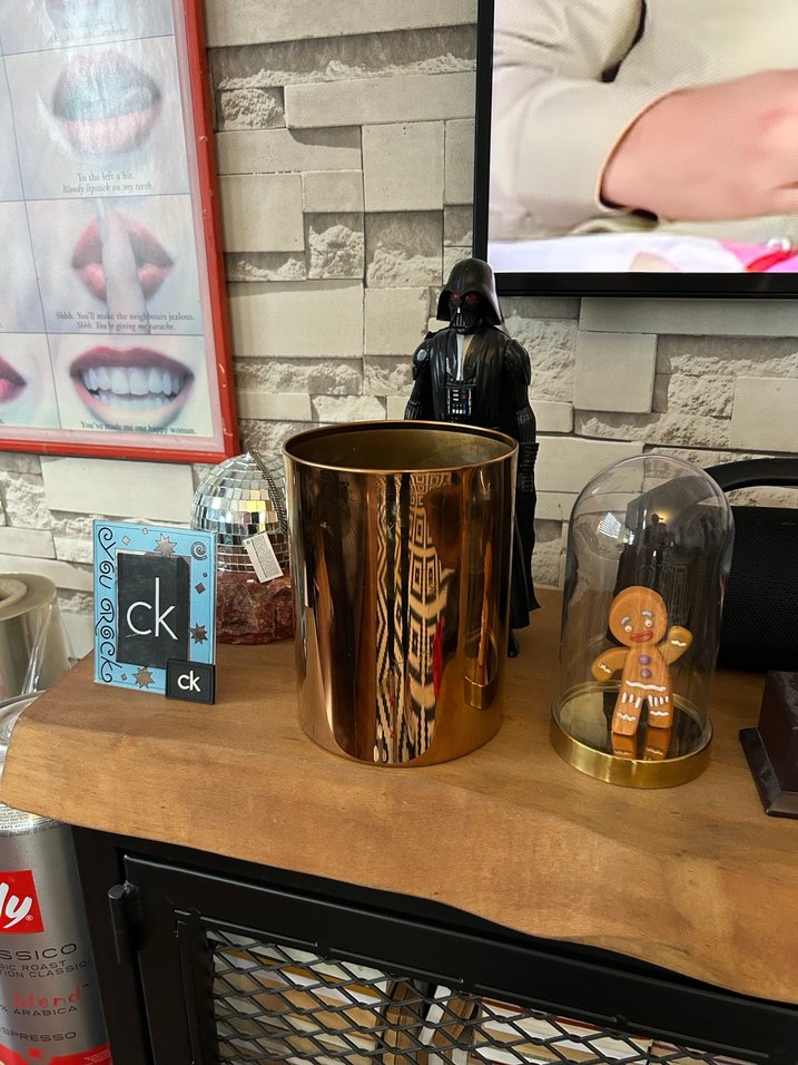 Prinç Malzeme Vazo Çöp Kovası Şık Parlak Altın Renk - Görsel 5