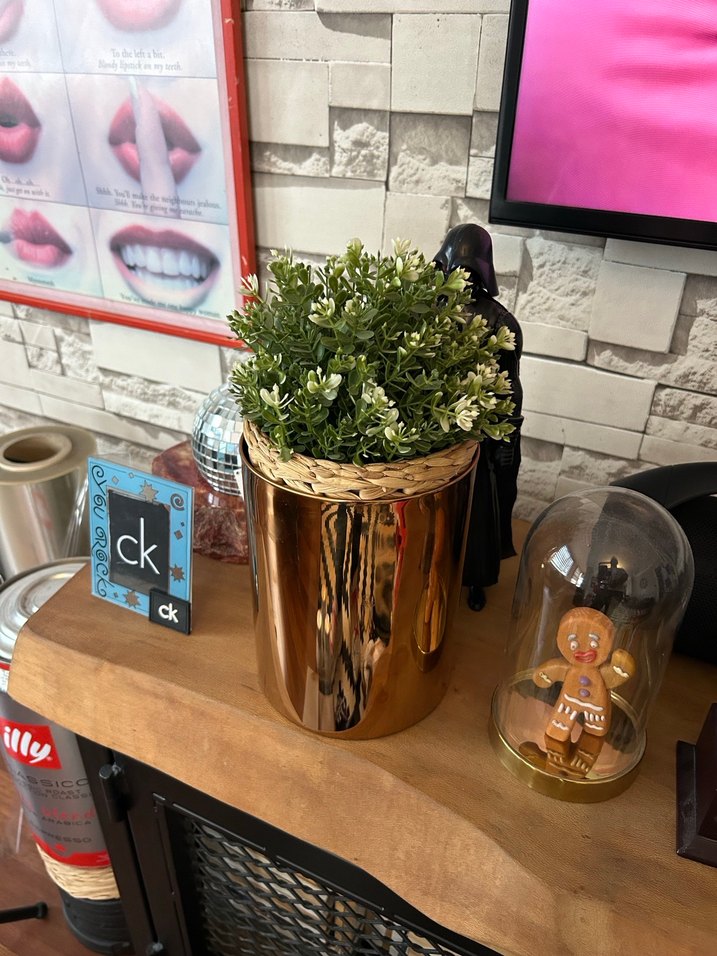 Prinç Malzeme Vazo Çöp Kovası Şık Parlak Altın Renk - Görsel 3