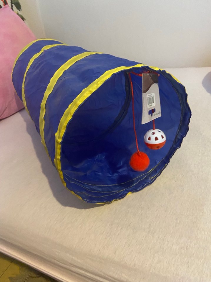 Renkli Mavi Kedi Tüneli Oyuncağı 25x55cm - Görsel 2