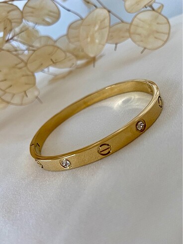  E.L.F Taşlı gold çelik kelepçe
