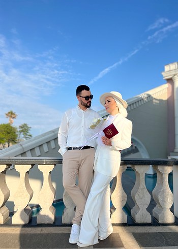 Kadın Beyaz Düğmeli Midi Blazer Ceket S beden - Görsel 4