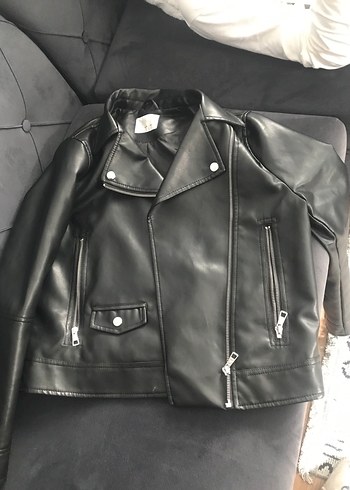 Erkek çocuk Siyah Deri Ceket - Görsel 2