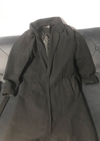 Kemerli Siyah Midi Kaban - Görsel 3