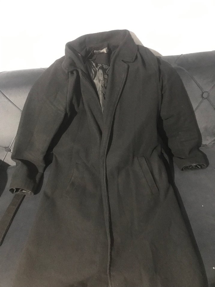 Kemerli Siyah Midi Kaban - Görsel 2