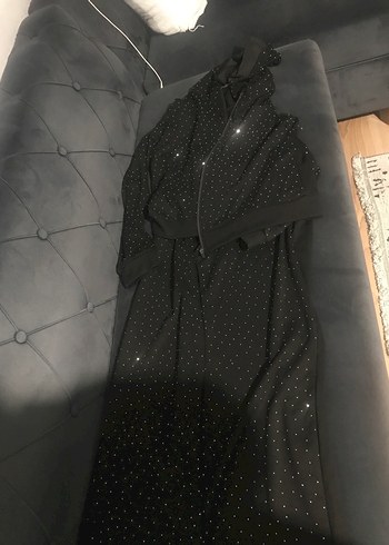 Kadın Siyah Uzun Kollu Kapşonlu taşlı eşofman takımı - Görsel 3