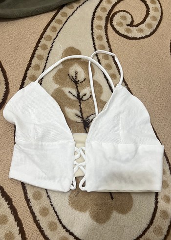 Beyaz Dantel Detaylı Halter Büstiyer