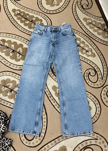 Geniş Paçalı Mavi Denim Kadın Pantolon vatkalı marka çıkmadı
