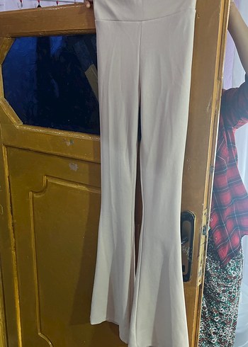 Suud Collection Ekru Yuksek Bel Uzun Pantolon