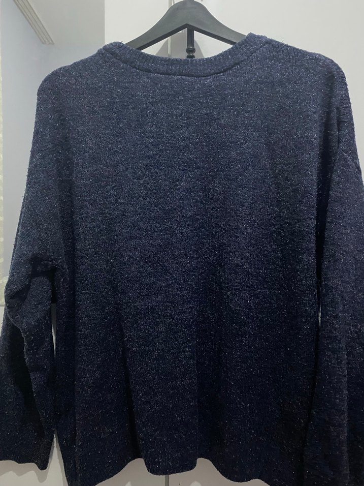 Nakışlı Lacivert Kadın Triko Kazak - Görsel 3