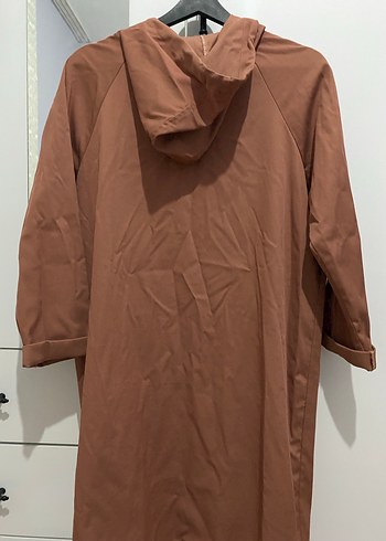 Düğmeli Midi pembe Kadın Yağmurluk - Görsel 3