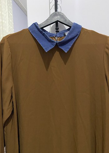 Uzun Kollu kahverengi Kadın Tunik - Görsel 2