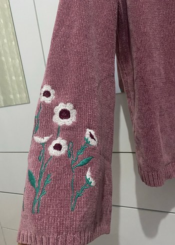 Nakışlı Pembe Bohem Kadın Kazak - Görsel 2