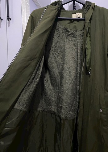 Kadın Haki Uzun Fermuarlı Ceket - Görsel 3