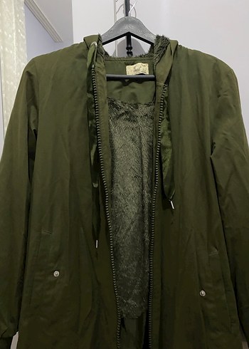 Kadın Haki Uzun Fermuarlı Ceket - Görsel 2