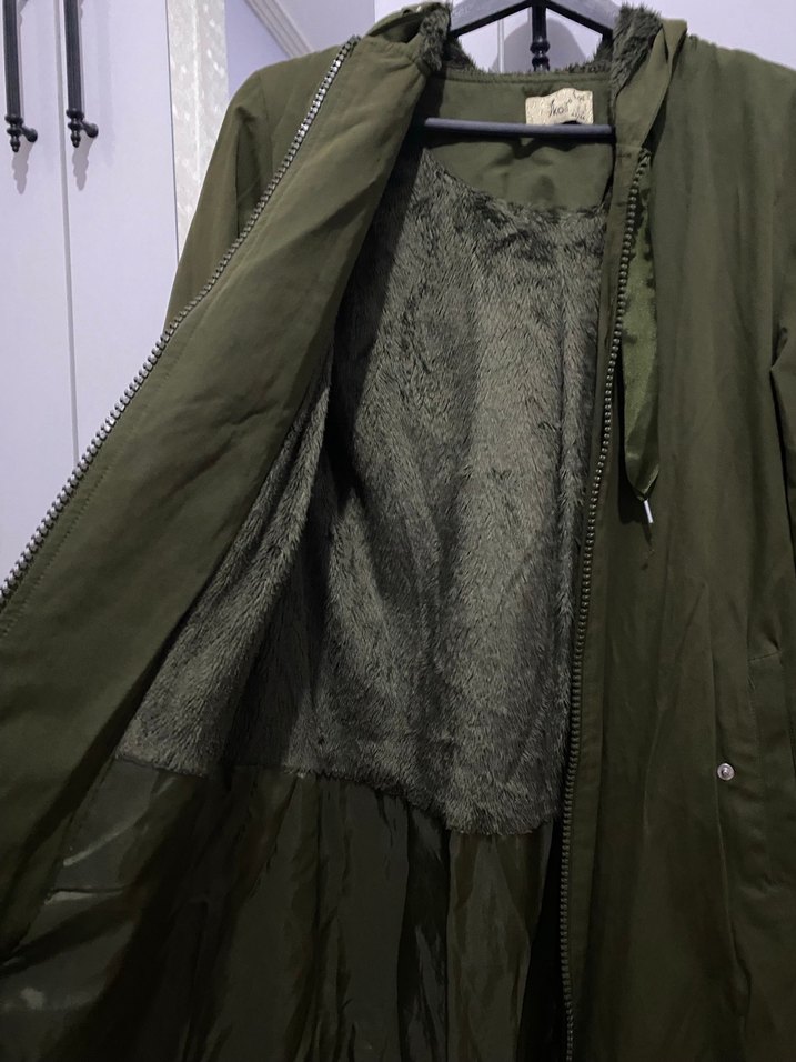 Kadın Haki Uzun Fermuarlı Ceket - Görsel 3