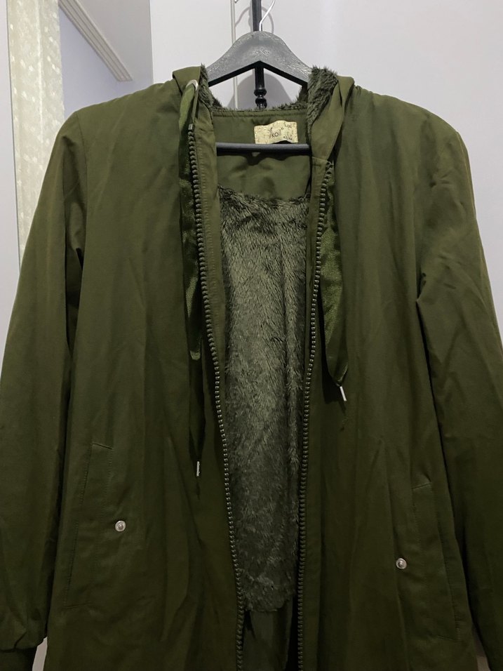 Kadın Haki Uzun Fermuarlı Ceket - Görsel 2