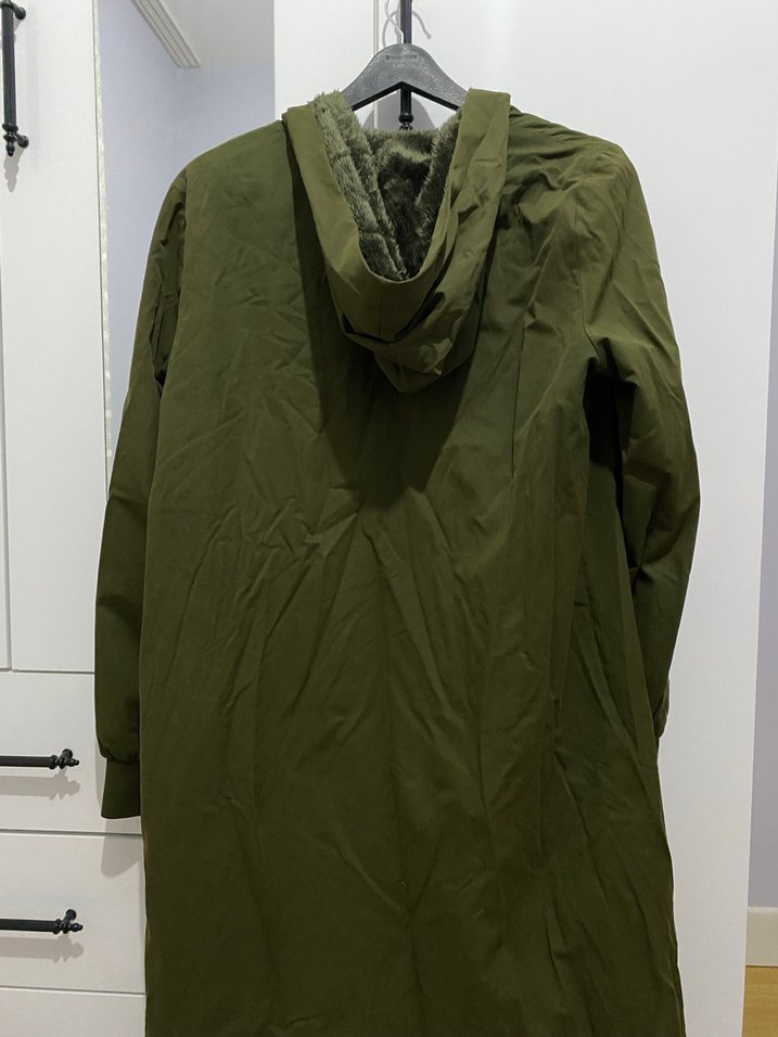 Kadın Haki Uzun Fermuarlı Ceket - Görsel 5