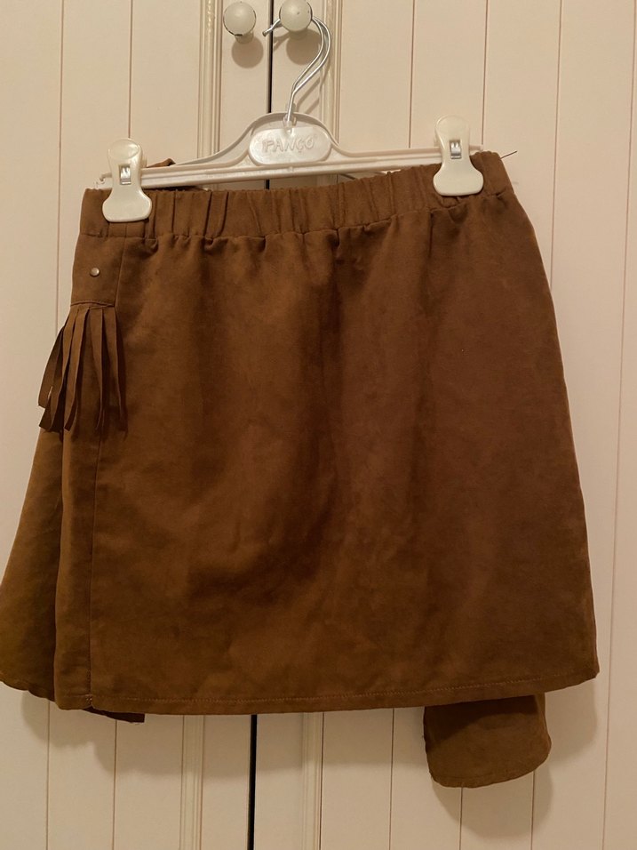 Kahverengi Süet Püsküllü etek - Görsel 2