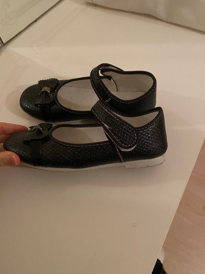 Kız Çocuk Siyah Yılan Desenli Tokalı Babet - Görsel 2