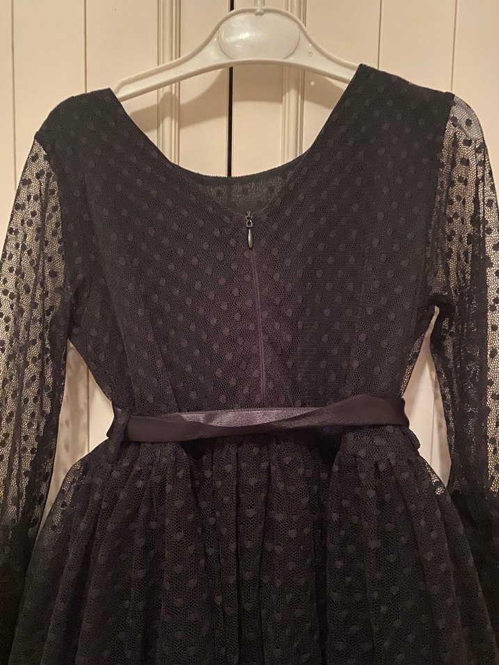 Uzun Kollu Siyah Dantel Kız Elbisesi - Görsel 3