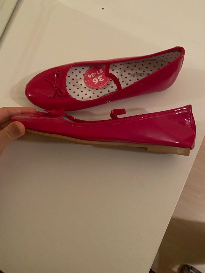 Kırmızı Fiyonk Detaylı Kız Babet - Görsel 2