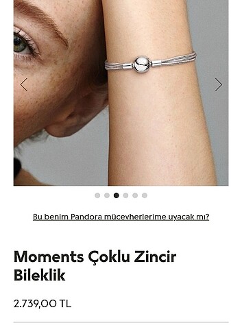  Beden beyaz Renk Pandora Moments Çoklu Zincir Bileklik 