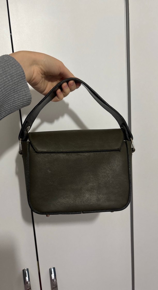 Haki yeşili Deri Kadın El Çantası - Görsel 2