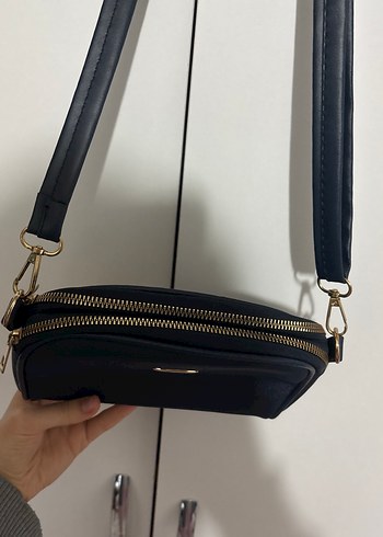 Lacivert Deri Kadın Omuz Çantası - Görsel 4