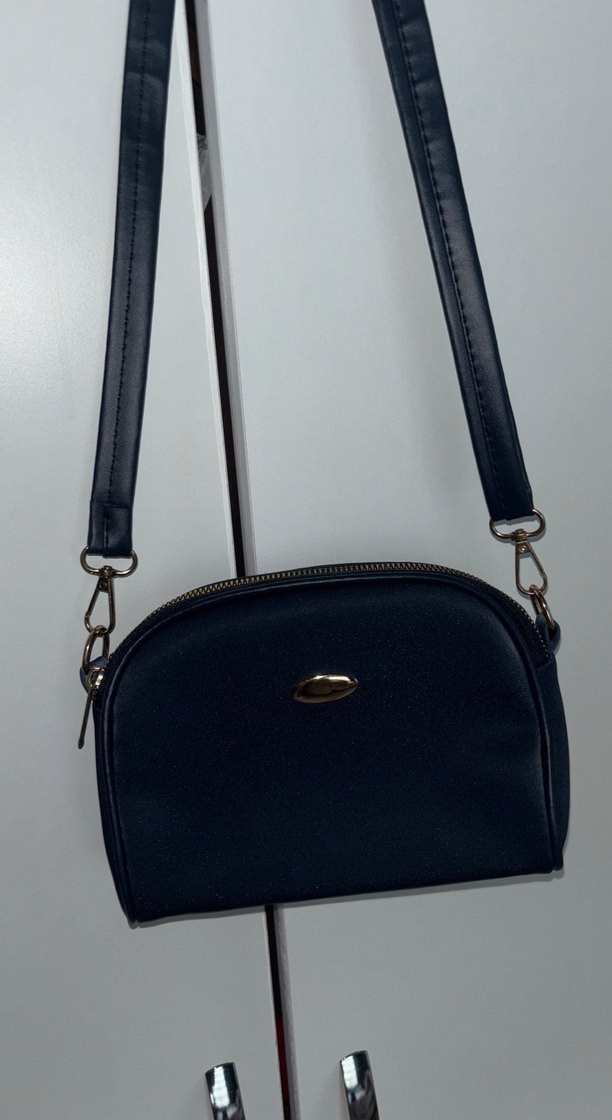 Lacivert Deri Kadın Omuz Çantası - Görsel 2