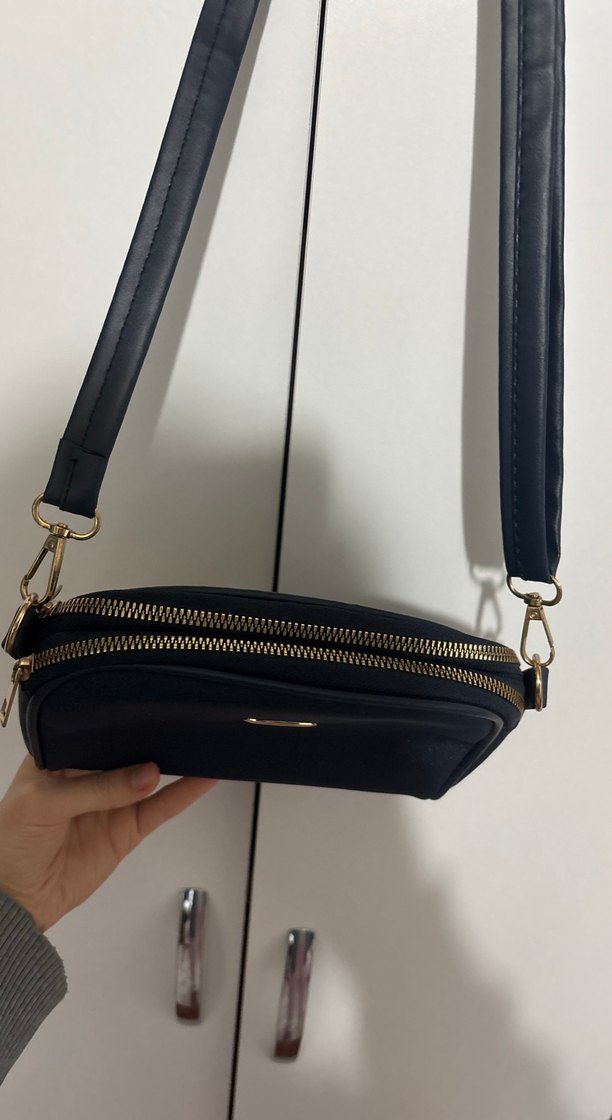 Lacivert Deri Kadın Omuz Çantası - Görsel 4