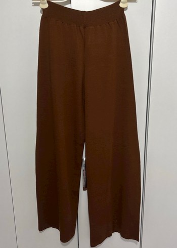 Kadın Kahverengi V Yaka Örme Yelek ve pantolon takım - Görsel 2