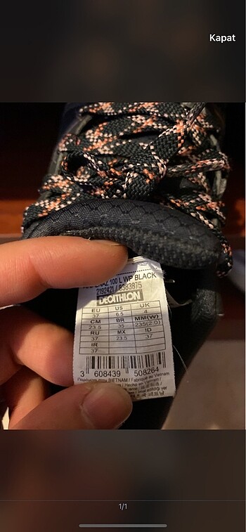 37 Beden Decathlon trekking ayakkabı