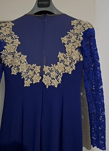 Armine saks mavisi uzun balık tesettür elbise